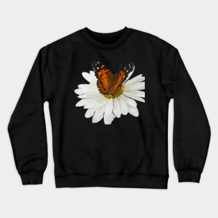 Monarch Buttefly White Daisy Flower Crewneck Sweatshirt